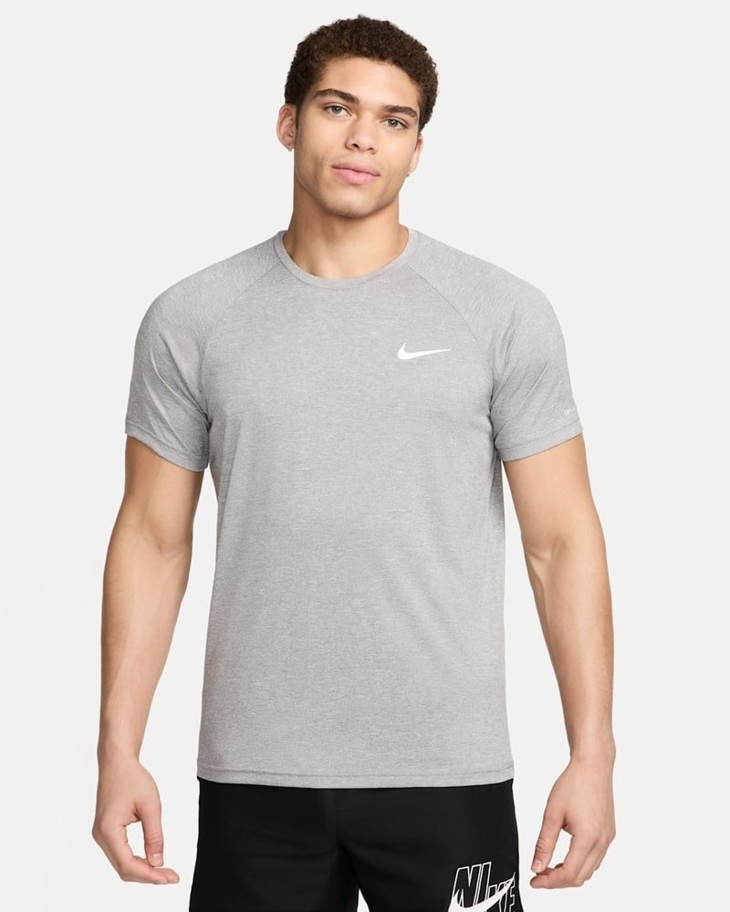 Nike Swim Heathered Short Sleeve Hydroguard Mens Swim Shirt