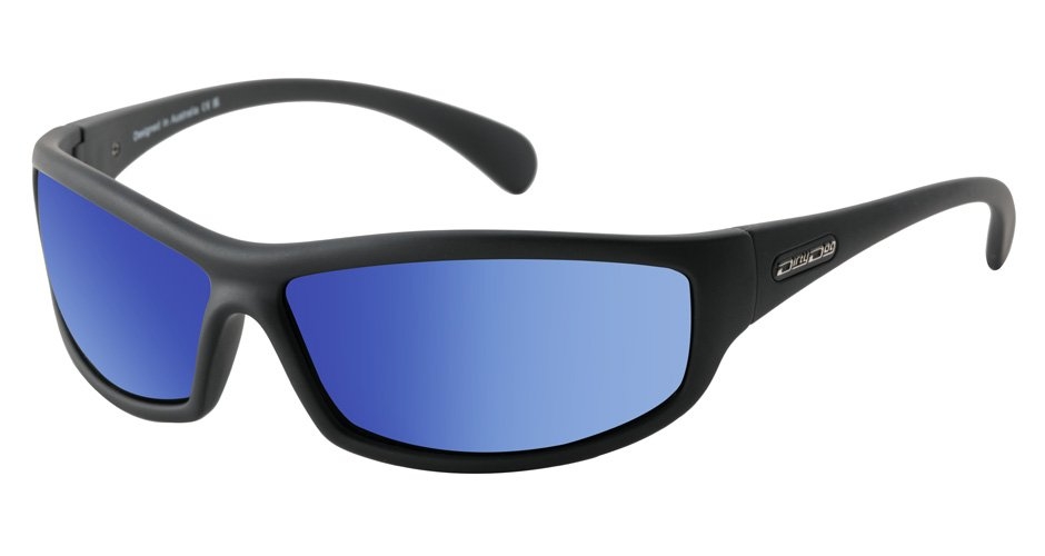Dirty Dog Swivel Polarised Sunglasses Satin Black Frame Grey/Blue Mirror Lens