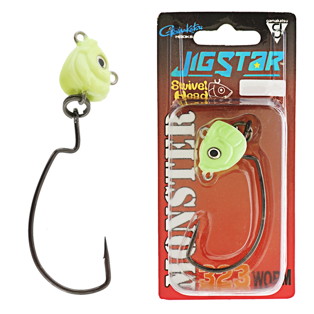 Jig Star Monster Swivel Jig Head Lumo Rigged 5/0 28g