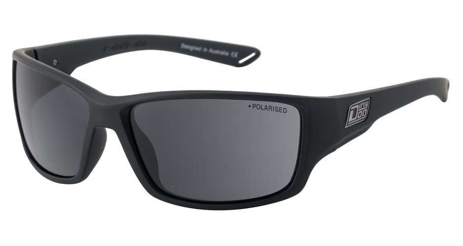 Dirty Dog Virtual Polarised Sunglasses Satin Black Frame Grey Lens