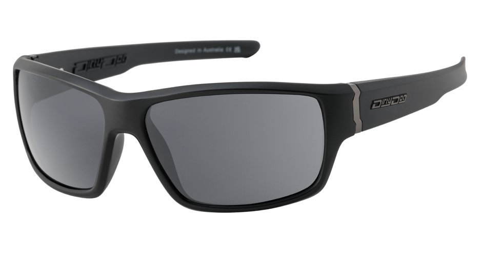 Dirty Dog Knox Polarised Sunglasses Satin Black Frame Grey Lens