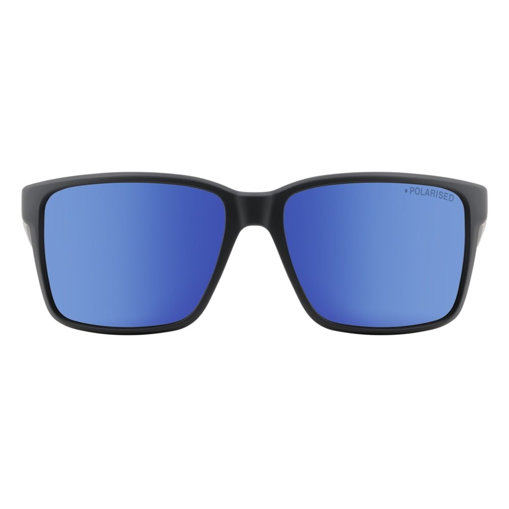 Dirty Dog Yolo Polarised Sunglasses Satin Black Frame Grey/Blue Mirror Lens