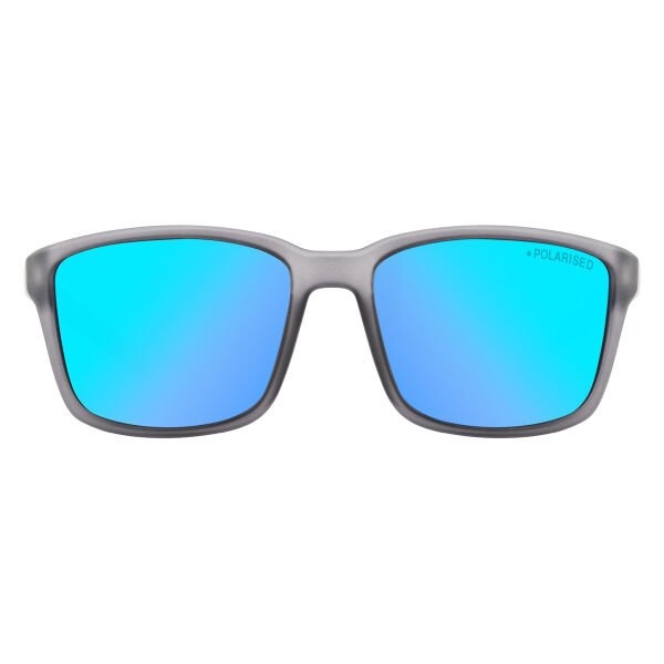 Dirty Dog Slay Polarised Sunglasses Satin Crystal Black Frame Grey/Ice Blue Mirror Lens