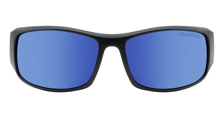 Dirty Dog Muzzle Polarised Sunglasses Satin Black Frame Grey/Blue Mirror Lens