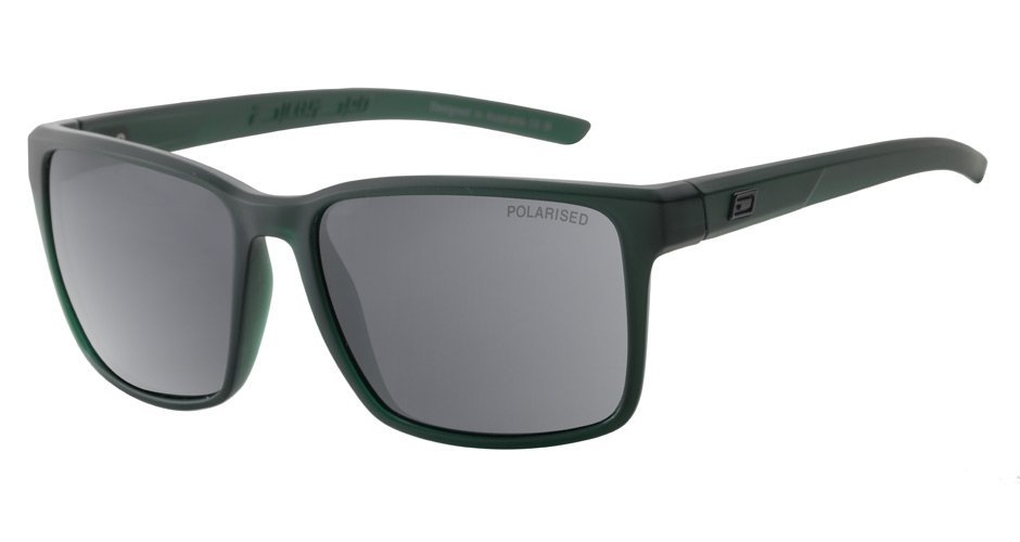 Dirty Dog Vader Polarised Sunglasses Satin Crystal Dark Green Frame Grey Lens