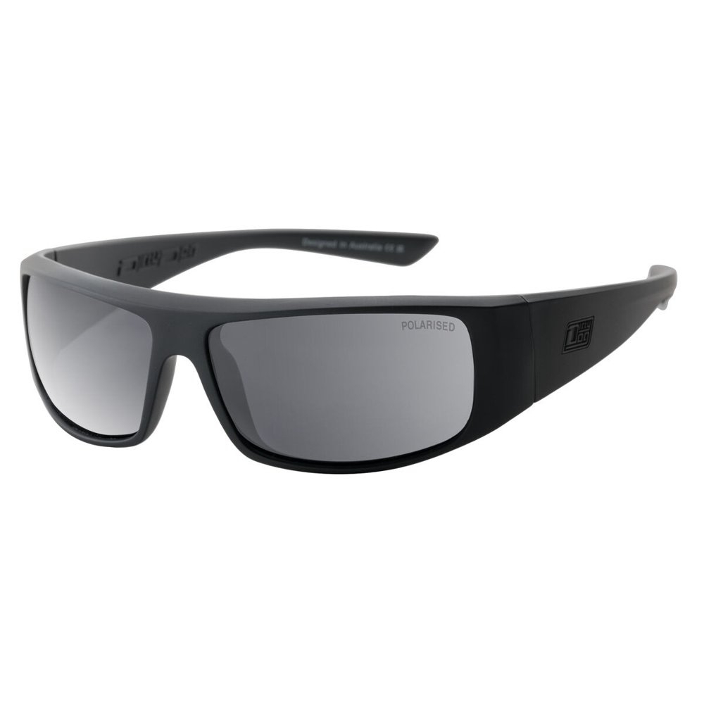 Dirty Dog Sharky Polarised Sunglasses Satin Black Frame Grey Lens