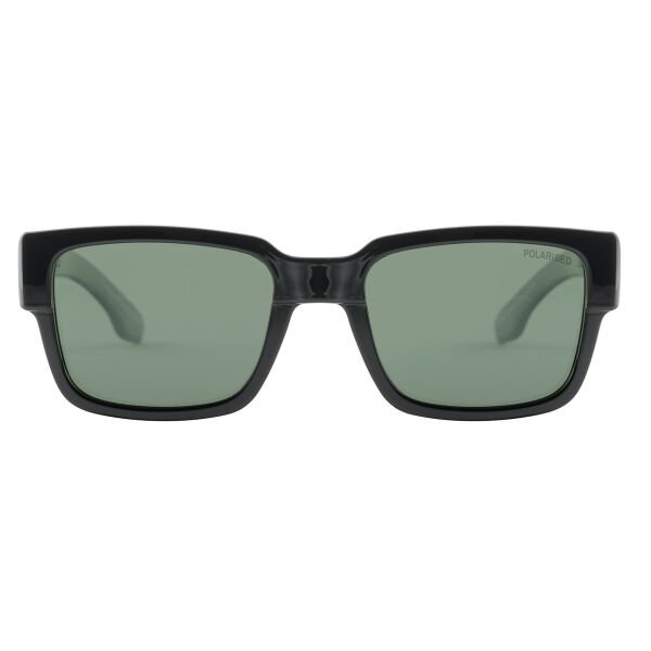 Dirty Dog Avenger Polarised Sunglasses Shiny Black Frame Green Lens