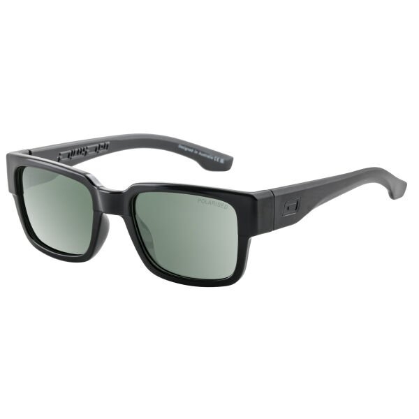 Dirty Dog Avenger Polarised Sunglasses Shiny Black Frame Green Lens