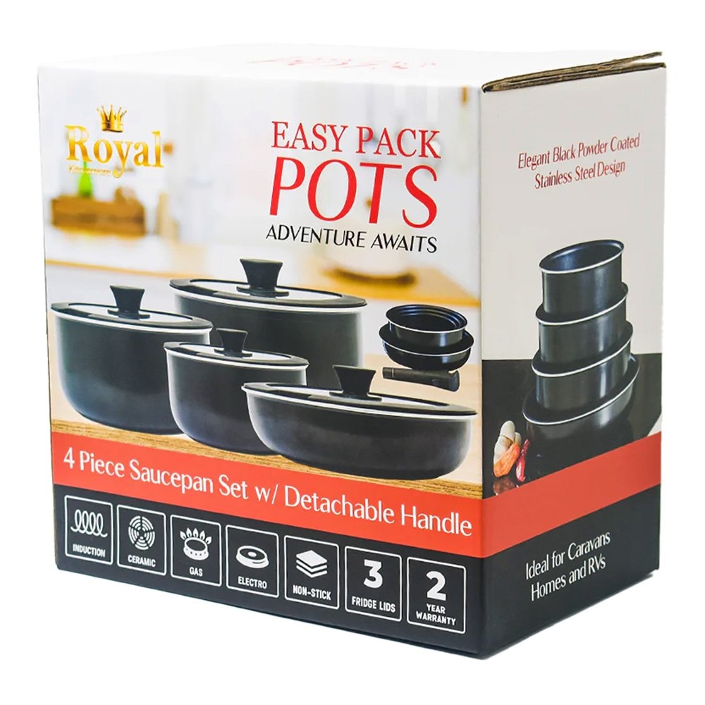 Royal Kitchenware Stackable 4 Piece Saucepan Set