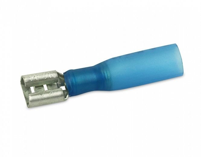 Hella Marine Heat Shrink Crimp Terminal Push-On Female 6.3mm Blue Qty 10