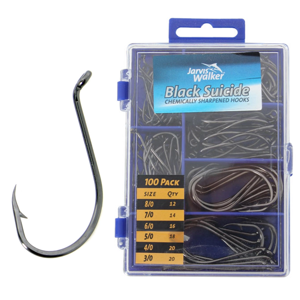 Jarvis Walker Black Suicide Hooks 100 Piece Assorted Pack Jarvis Walker Black Suicide Hooks 100 Piece Assorted Pack
