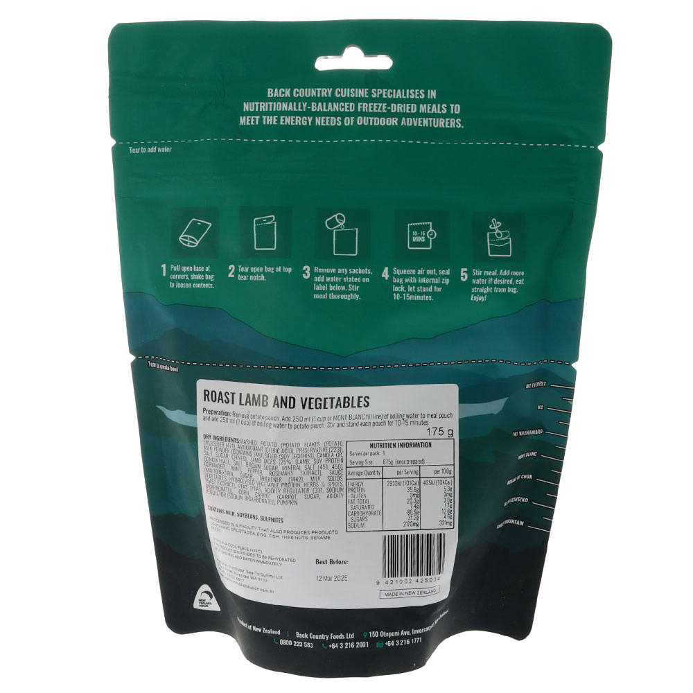 Back Country Cuisine Roast Lamb and Vegetables Regular