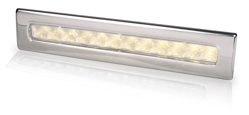 Hella Marine Waiheke Warm White LED Strip Lamp with Wide Stainless Steel Rim
