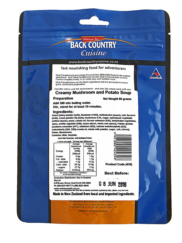 Back Country Cuisine Creamy Mushroom and Potato Soup