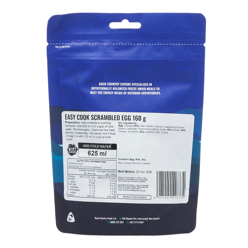 Back Country Cuisine Easy Cook Scrambled Egg 160g 5 Serve