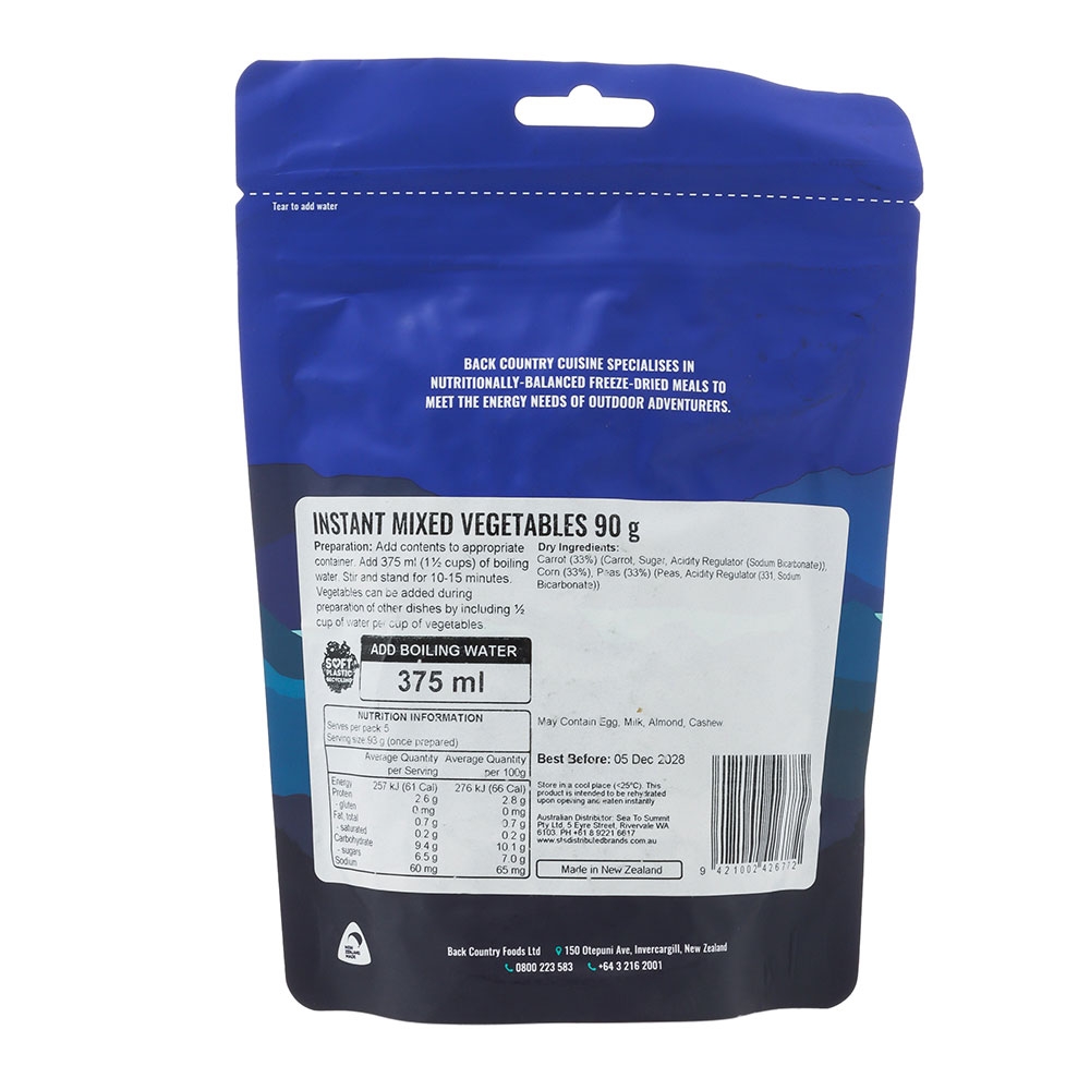 Back Country Cuisine Instant Mixed Vegetables 90g 5 Serve