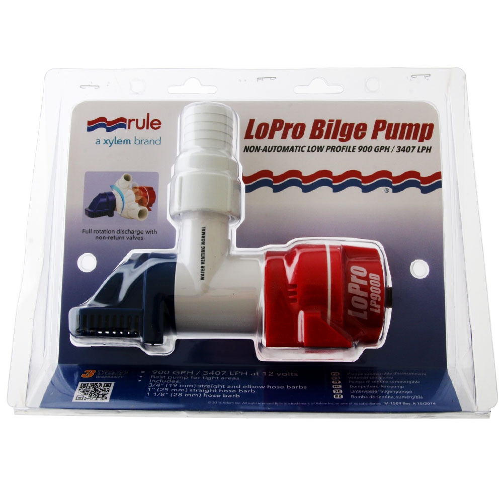 Rule LoPro LP900D Non-Automatic Bilge Pump 900GPH 12V