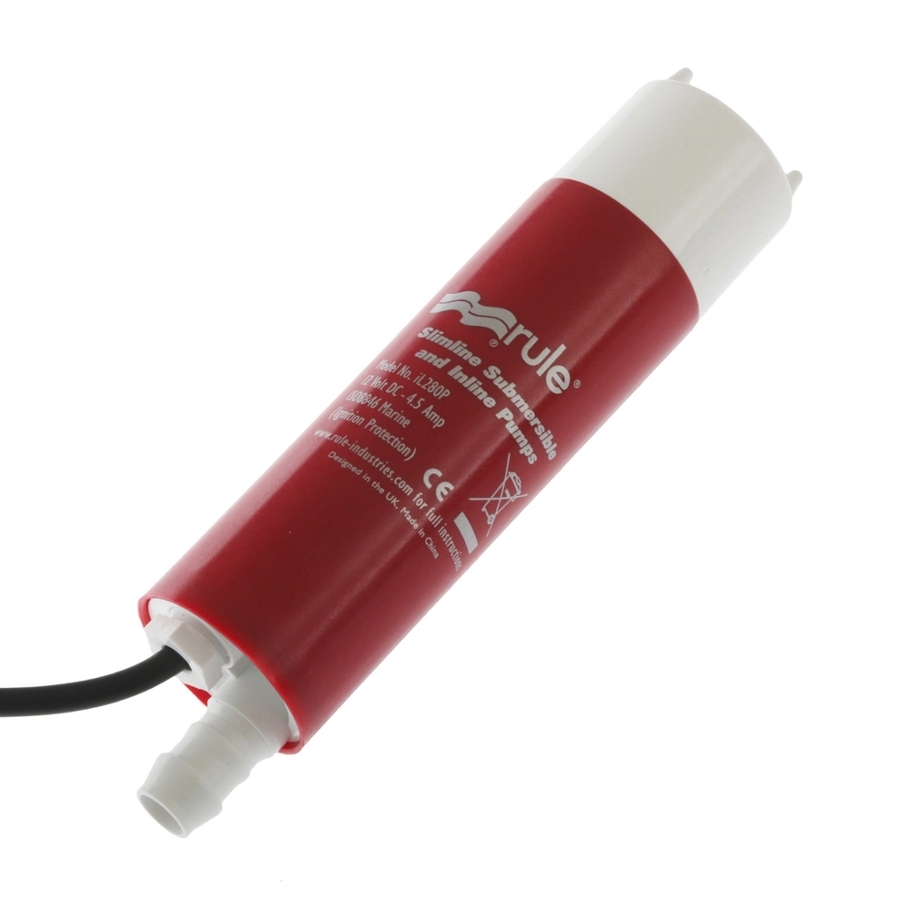 Rule 280+ Inline Sub Pump 12v 17LPM Red Rule 280+ Inline Sub Pump 12v 17LPM Red