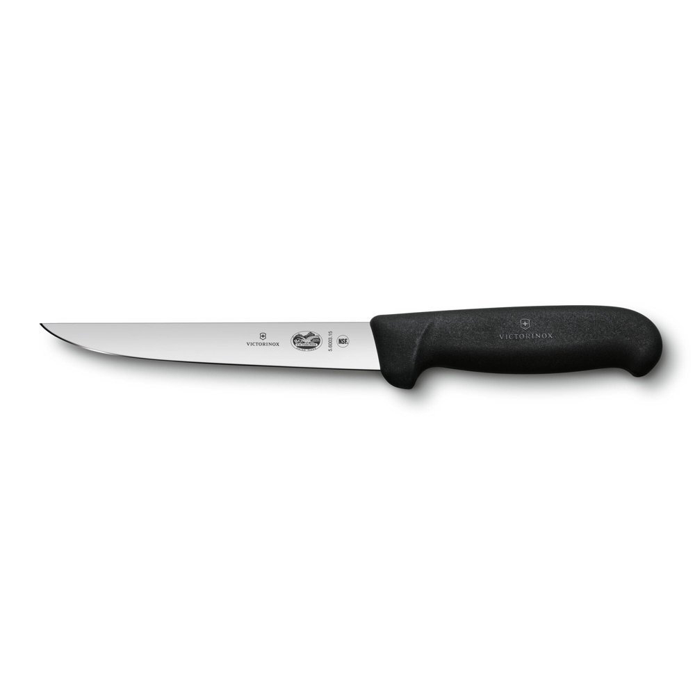 Victorinox Wide Straight Blade Boning Knife Black Handle 15cm