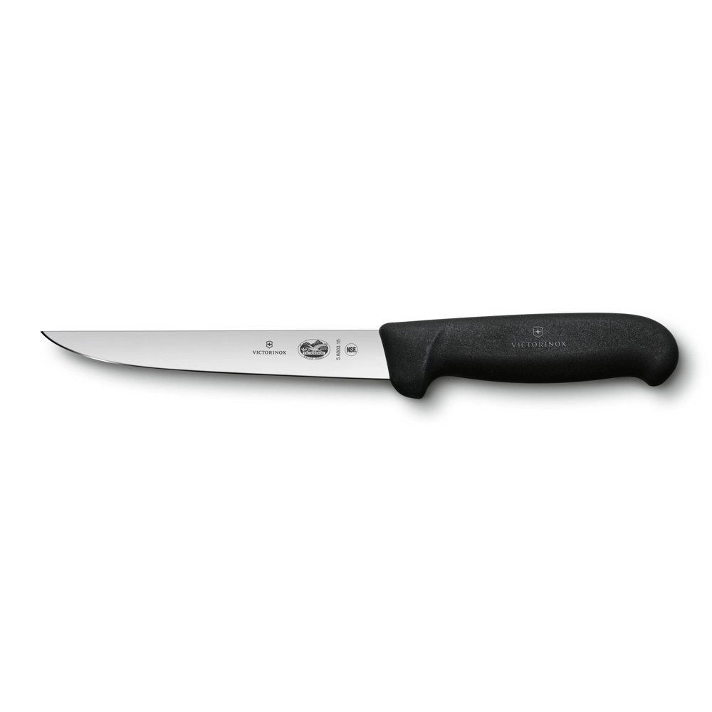 Victorinox Wide Straight Blade Boning Knife Black Handle 15cm Victorinox Wide Straight Blade Boning Knife Black Handle 15cm