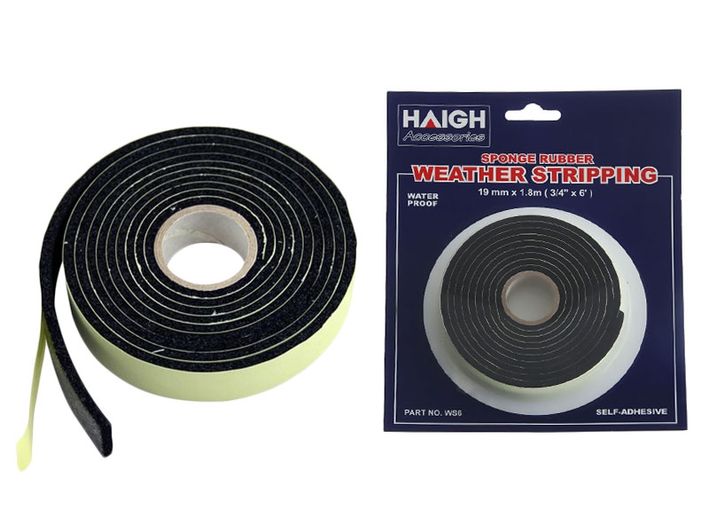 Weatherstripping Rubber Foam Tape 19mm x 1.8m