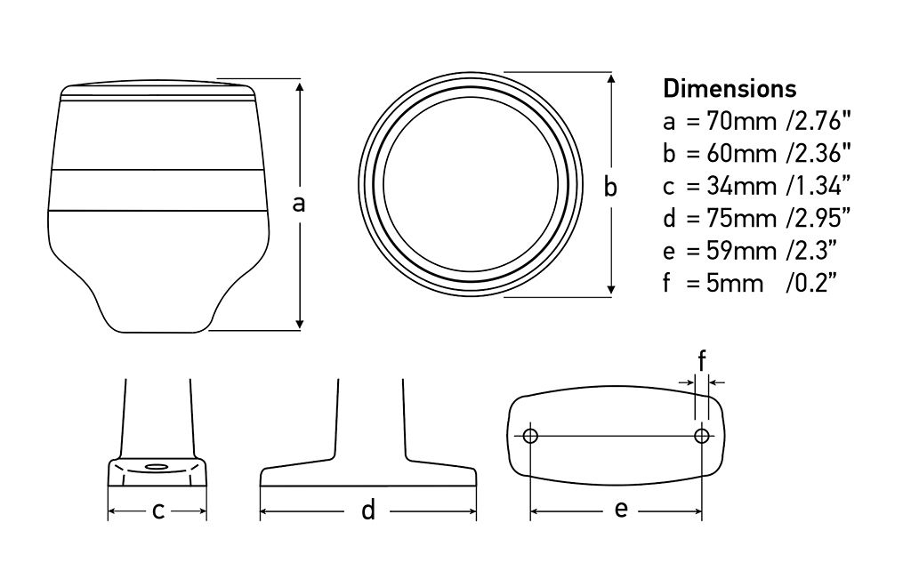 Hella Marine 2NM NaviLED 360 All Round White Navigation Lamp Fixed Pole 200mm Black