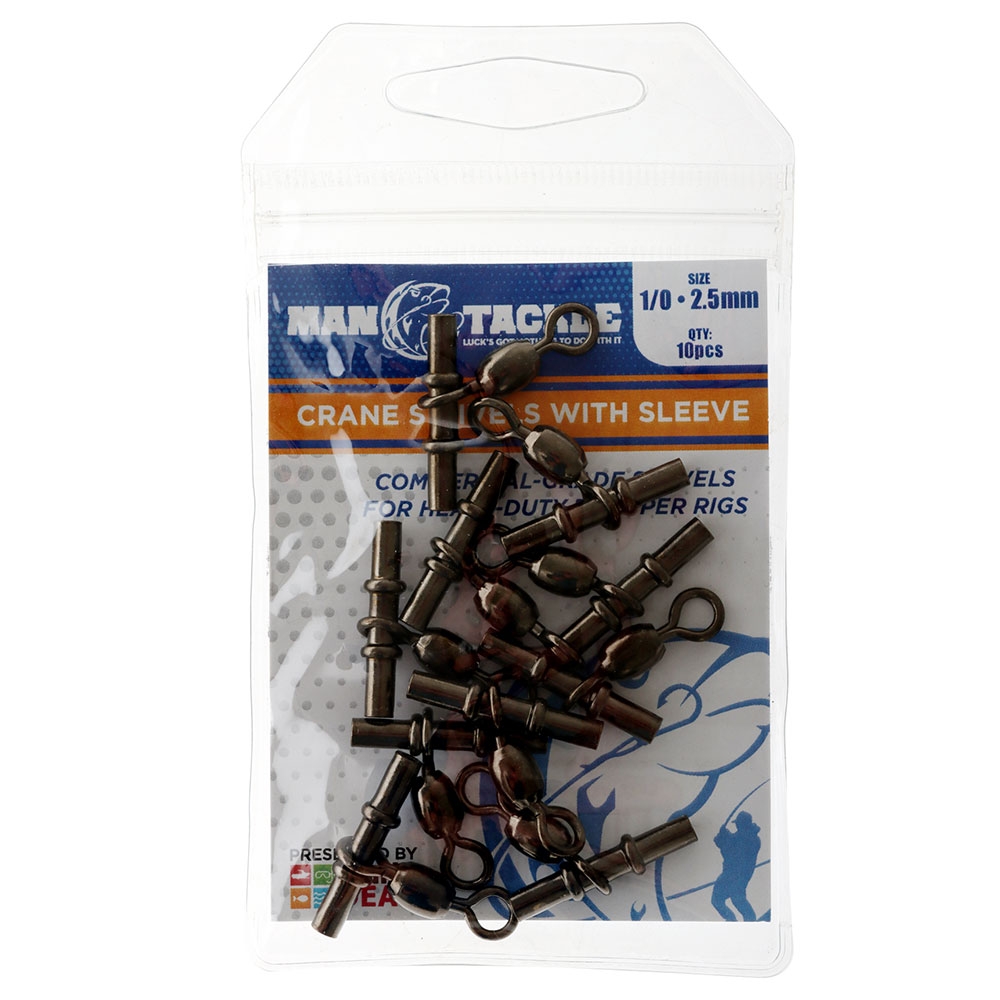 ManTackle Crane Swivels with Sleeve Size 1/0 2.5mm Qty 10
