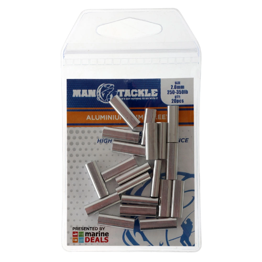ManTackle Aluminium Crimp Sleeves Qty 20 2.0mm 250-350lb ManTackle Aluminium Crimp Sleeves Qty 20 2.0mm 250-350lb
