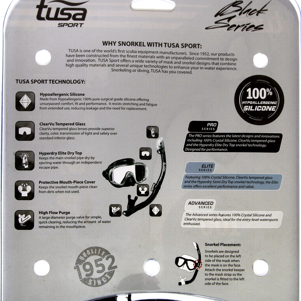 TUSA Sport Visio Tri-Ex Adult Dive Mask and Snorkel Set