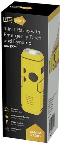 Techlight 4-in-1 Dynamo FM/AM Radio / Torch / Hand Crank Emergency Charger