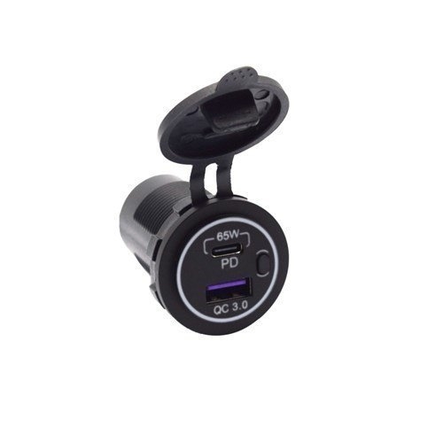 Powertech Fast Car Charger Converter 12V DC To USB-C 3.0 and 65W PD 3.0