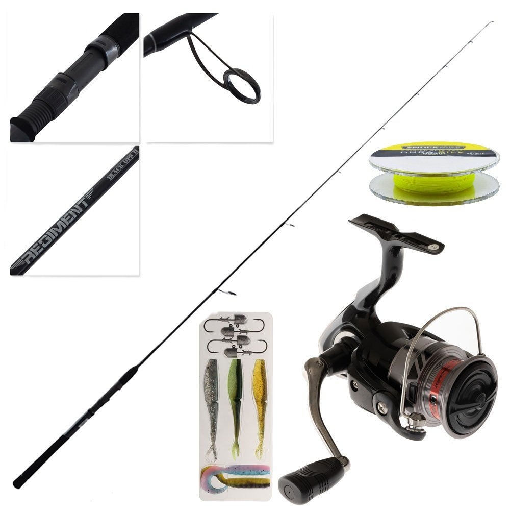 Daiwa RX LT 3000 Regiment Black Ops Soft Bait Combo with Braid and Bait 7ft 2in 4-8kg 2pc