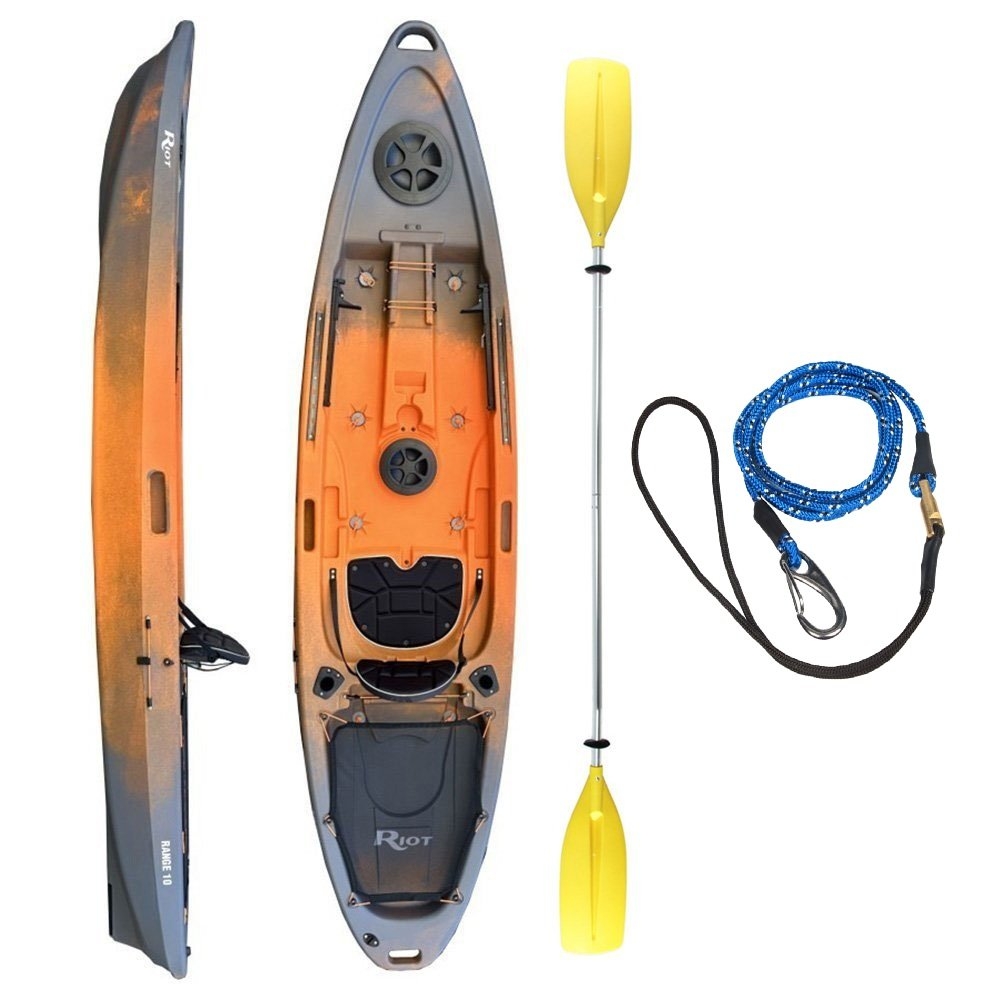 Seaflo Riot Range Fishing Kayak with Storage Well Paddle and Leash 10ft