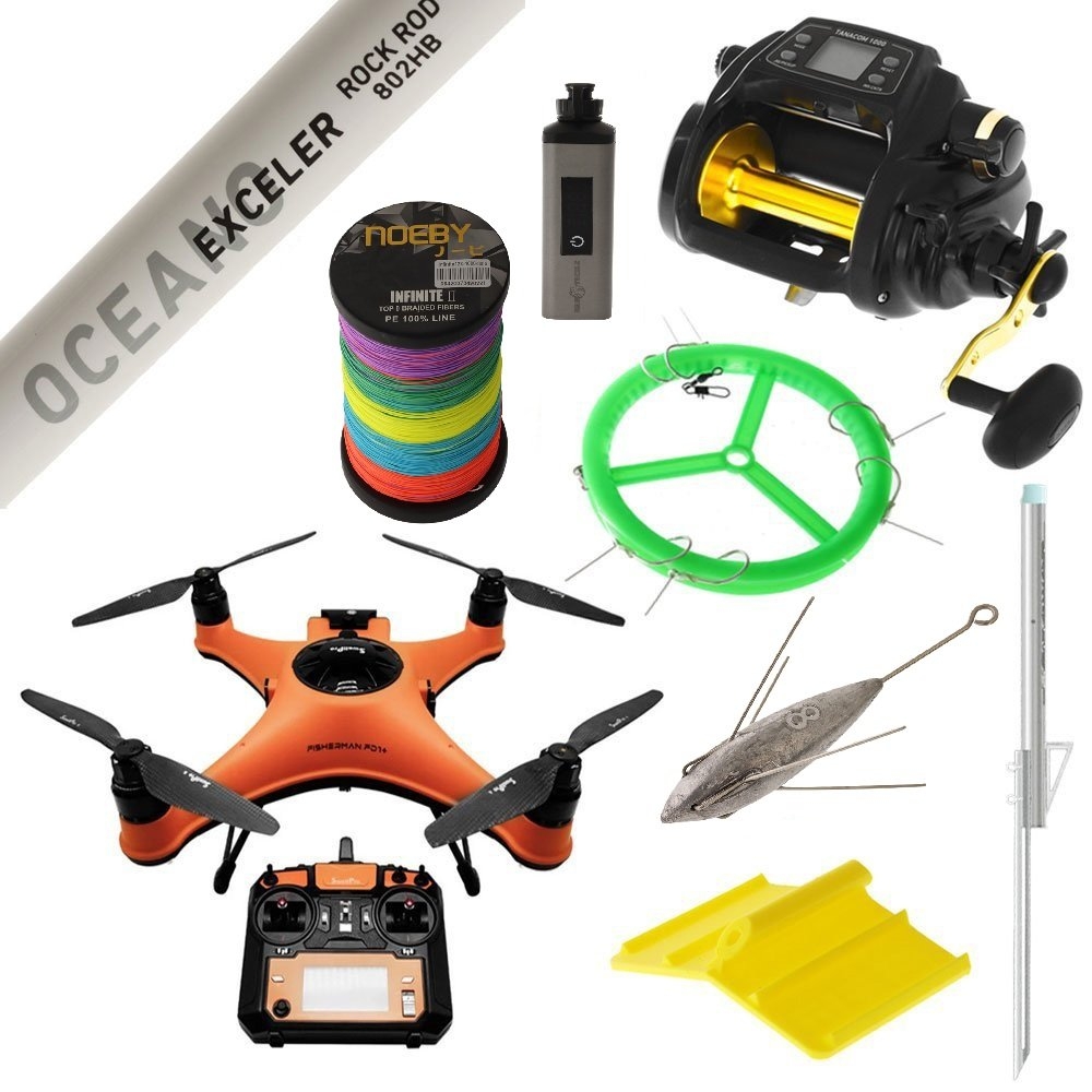 SwellPro Fisherman FD1+ Daiwa Tanacom Waterproof Electric Drone Fishing Package 8ft 10-15kg 2pc