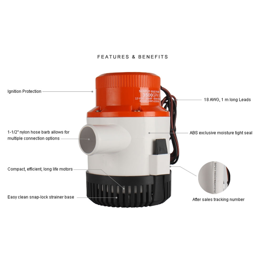 Seaflo Series 3500GPH Submersible Bilge Pump 12v 