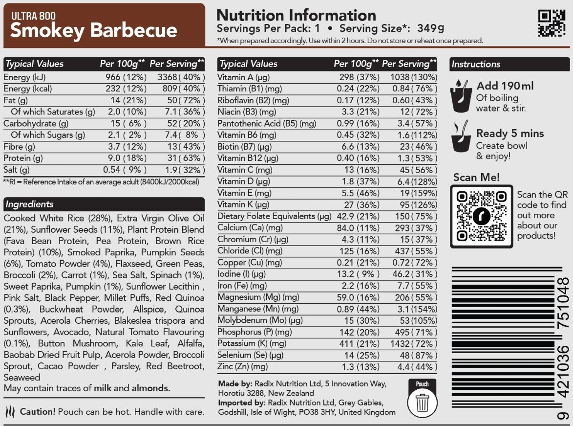 Radix Ultra Plant-Based Meal V9 800kcal