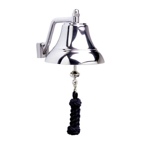 Weems & Plath 6in Chrome Bell with Navy Monkeys Fist Lanyard