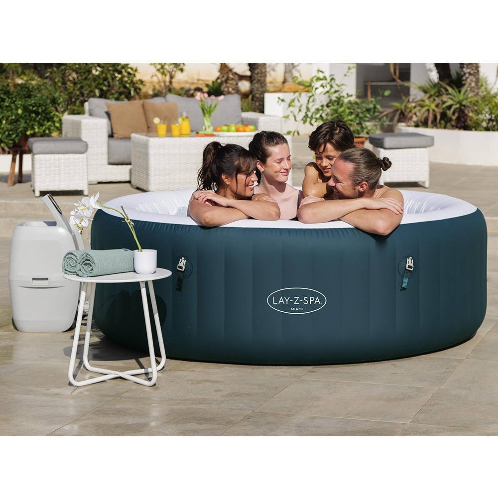 Lay-Z-Spa Miami EnergySense AirJet 6 Person Portable Inflatable Spa Pool 1.96m Dark Green