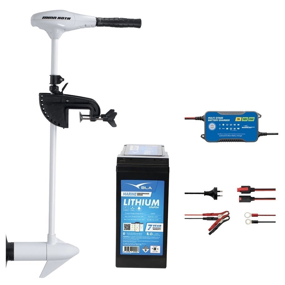 Minn Kota Riptide Terrova Transom Trolling Motor 40/SC/T 30in 12V 50Ah Lithium and Charger