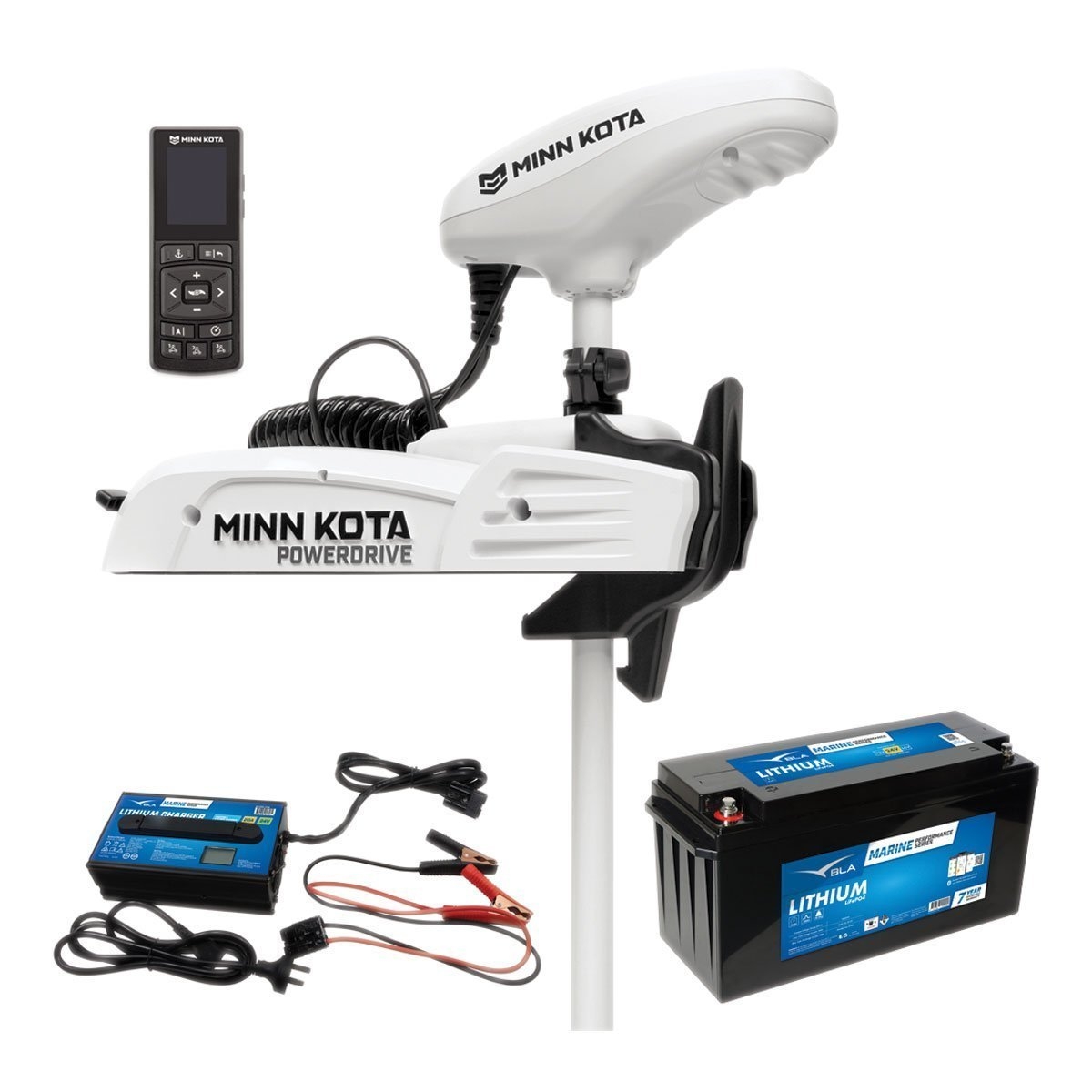 Minn Kota Riptide Terrova Powerdrive Trolling Motor 70lb 54in 24V 100Ah Lithium and Charger