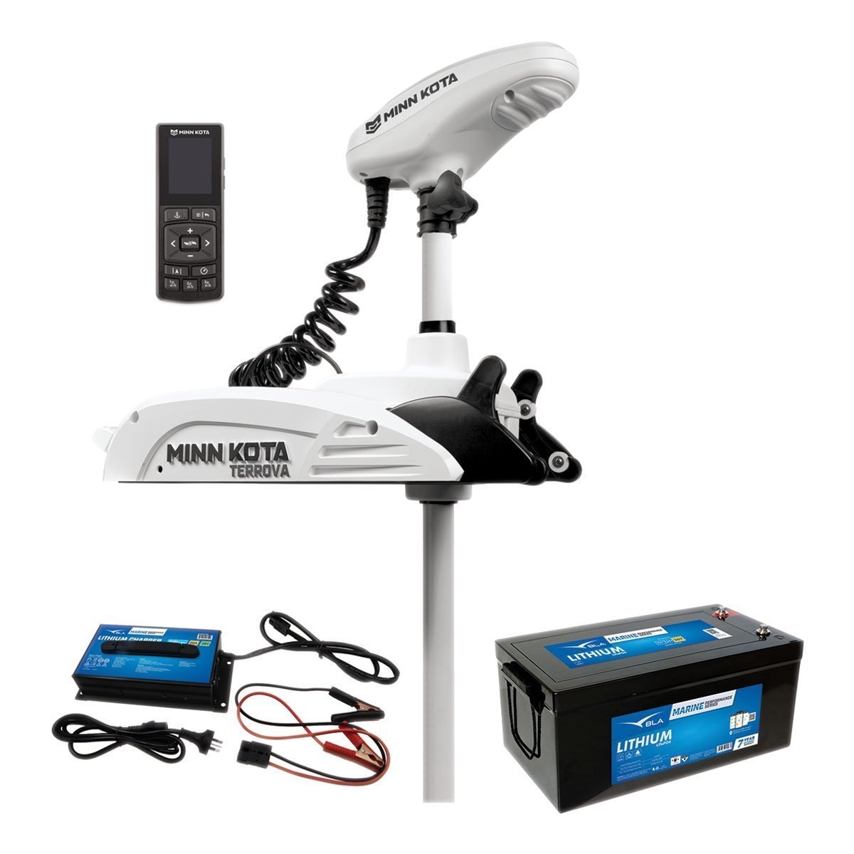 Minn Kota Riptide Terrova Trolling Motor 112lb 60in 36V 100Ah Lithium and Charger