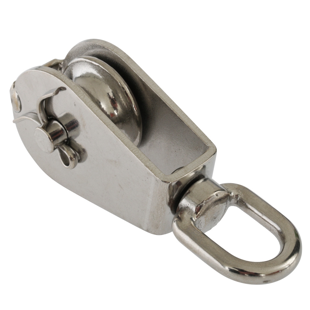 Cleveco 316 Stainless Steel Rope Pulleys Single Sheave Swivel Eye 75mm