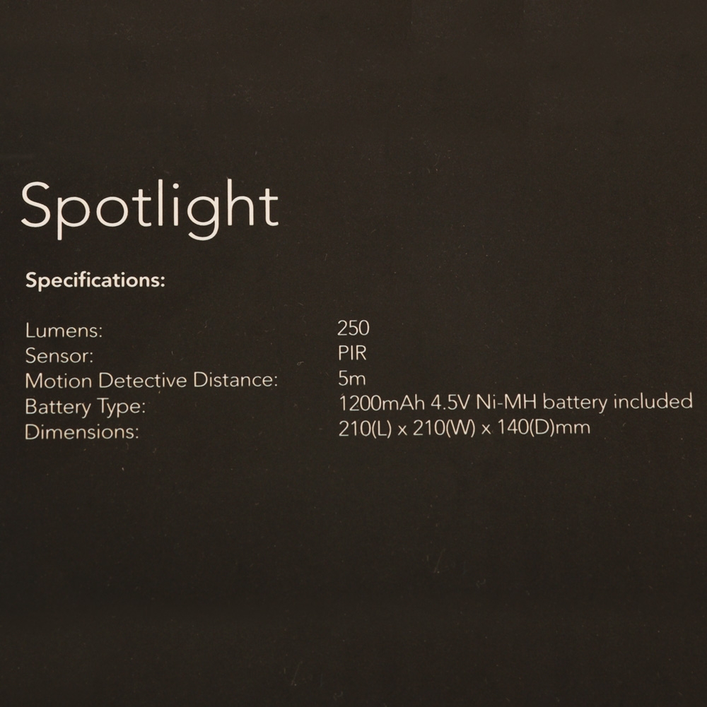 Solar Rechargeable Sensor Spotlight 250lm