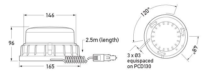 Hella Marine K-LED 2 Beacon Magnetic Mount Amber
