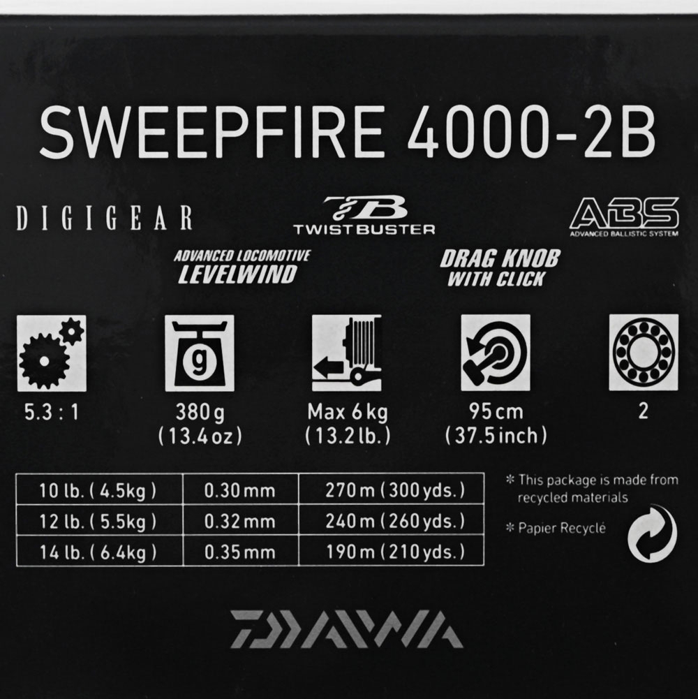 Daiwa 2BB Sweepfire 4000 Spinning Reel
