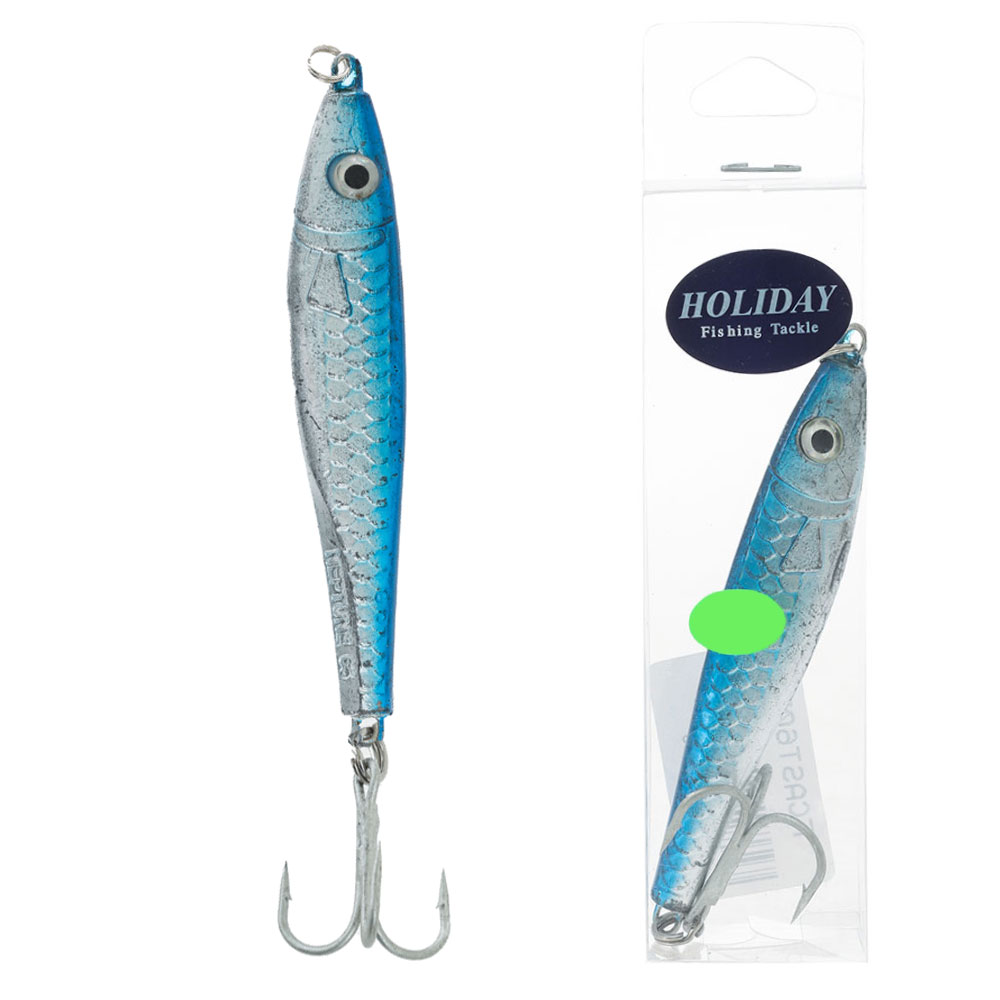 Holiday Metal Fish Casting Lure Blue Silver 60g