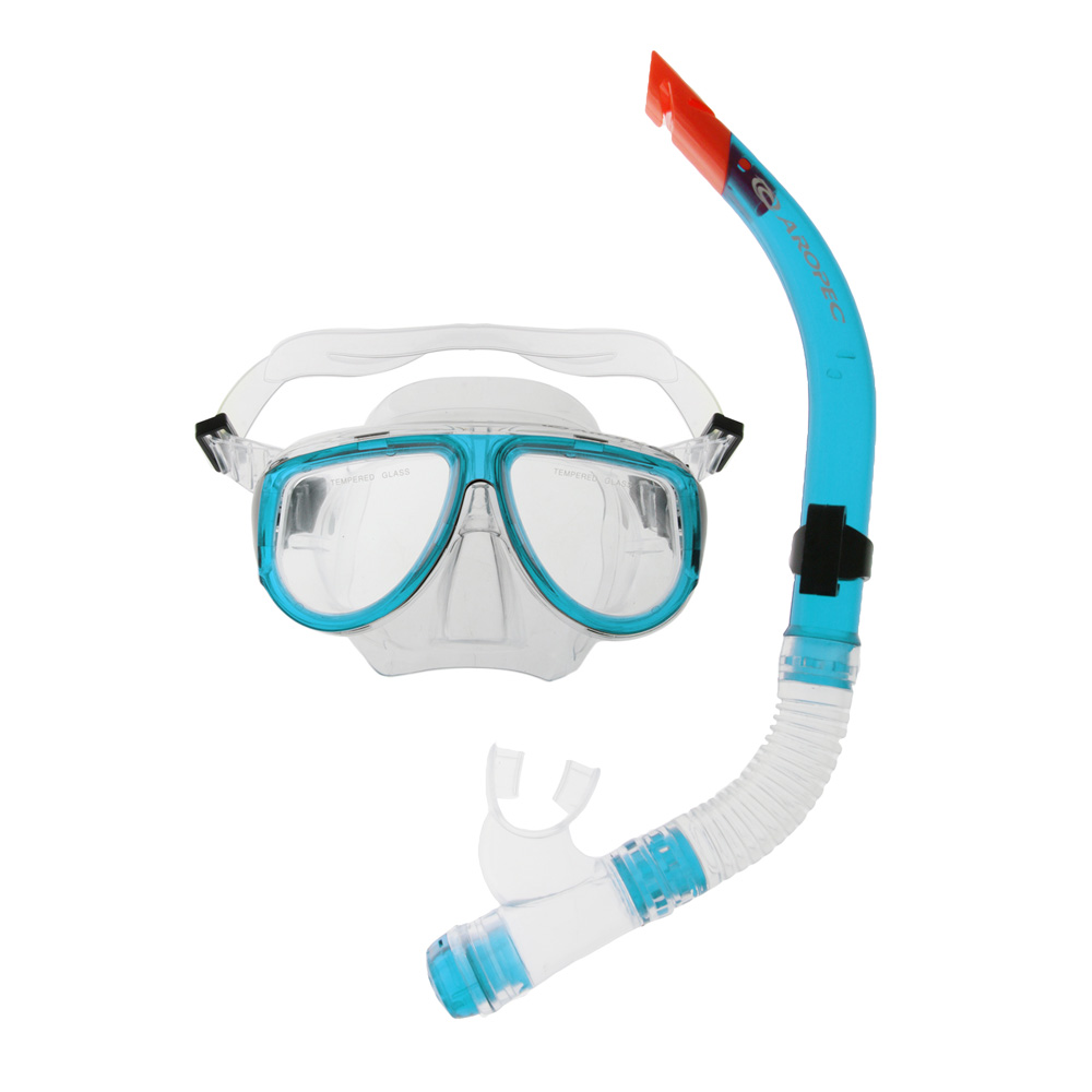 Aropec Adult Dive Mask and Snorkel Set Aqua Blue