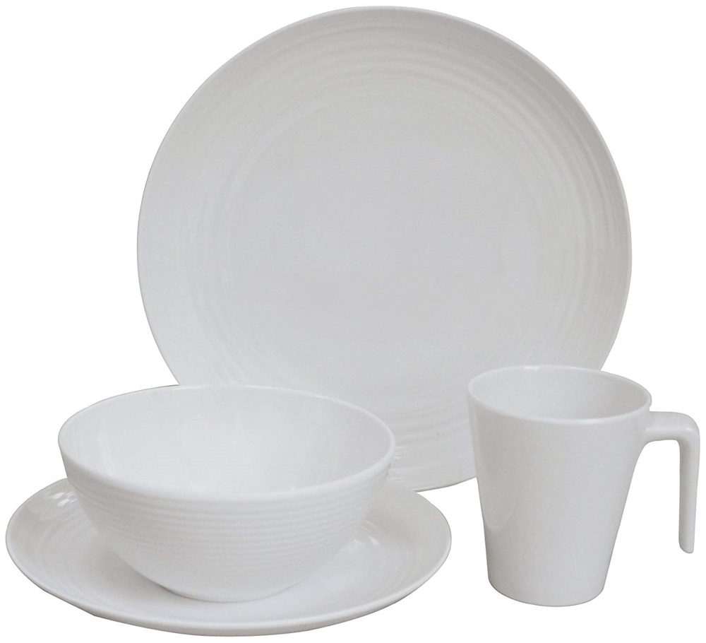 Flamefield Seramika Vanilla Shatter-Resistant Melamine 16-Piece Dinner Set