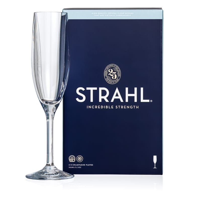 Strahl Design Shatterproof Polycarbonate Champagne Flute 4-Piece Gift Set 166ml