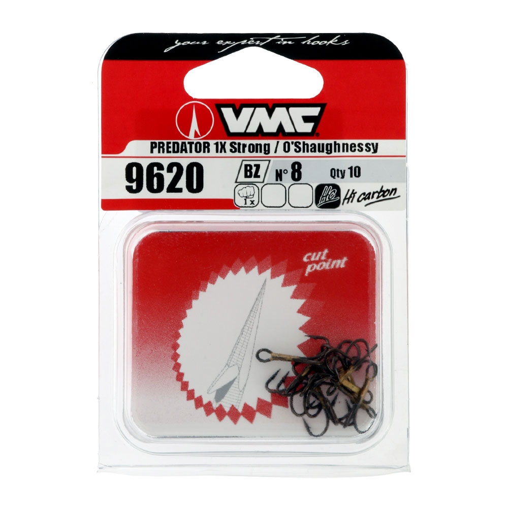 VMC O'Shaugnessy X Strong 9620 Bronze Treble Hooks Size 8 Qty 10